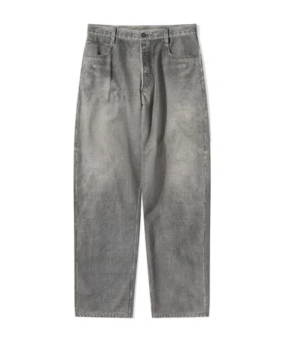 Bottega Veneta Printed Jeans And Leather Pants In Gray