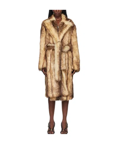 Bottega Veneta Printed Lace-up Coat In Nude