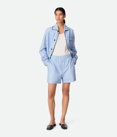 Bottega Veneta Bedruckte Boxershorts Aus Leder In Light Blue