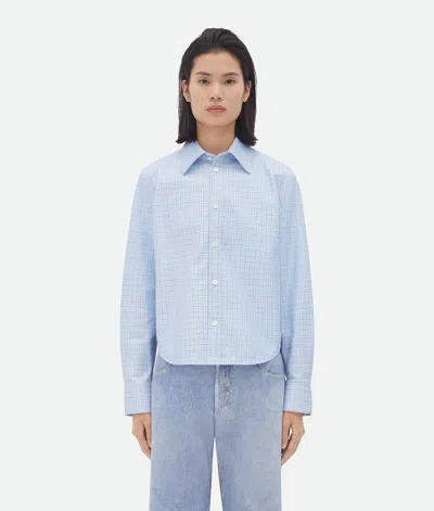 Bottega Veneta Printed Leather Check Shirt In Blue