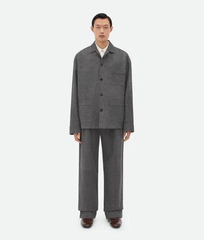 Bottega Veneta Printed Leather Flannel Jacket In Grey
