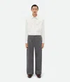 Bottega Veneta Printed Leather Flannel Trousers In Grey