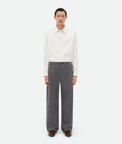 Bottega Veneta Printed Leather Flannel Trousers In Grey