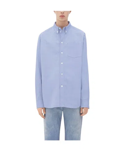 Bottega Veneta Printed Leather Oxford Spun Shirt In Blue