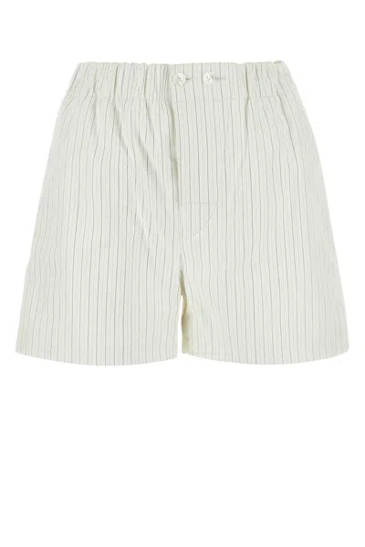 Bottega Veneta Printed Leather Shorts In Stripped
