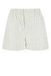 Bottega Veneta Pinstripe Poplin Shorts In Whitegrey