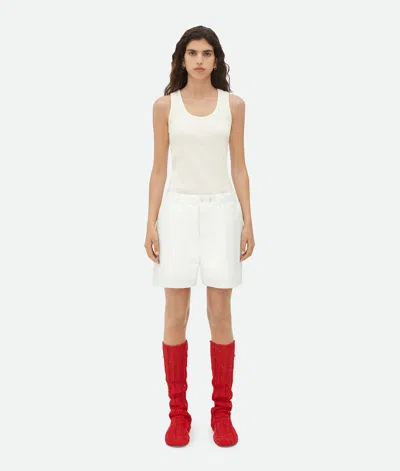 Bottega Veneta Printed Leather Striped Shorts In White