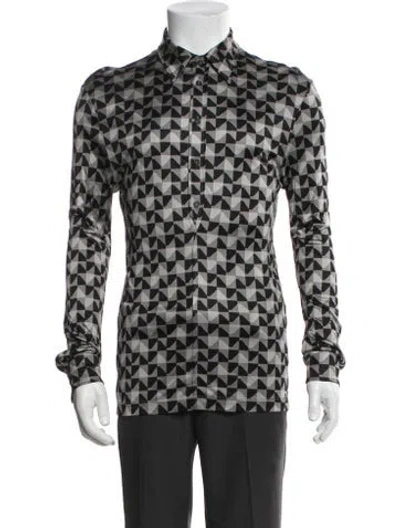 Pre-owned Bottega Veneta Printed Long Sleeve Shirt In Gray