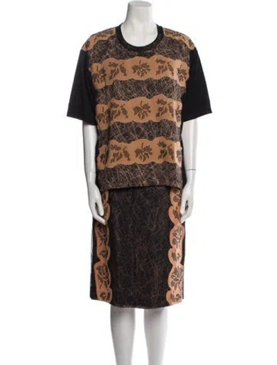 Pre-owned Bottega Veneta Printed Mesh Accents Skirt Set W/ Tags In Multi