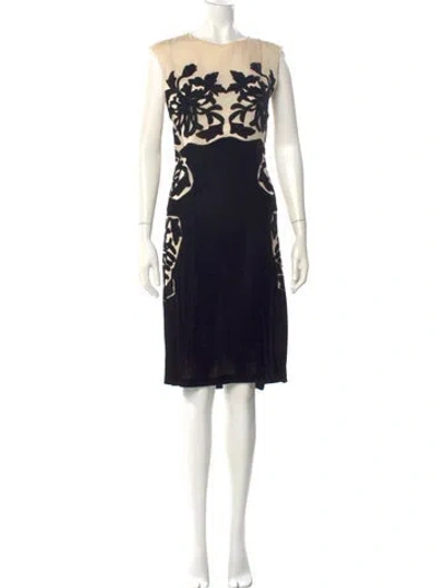Pre-owned Bottega Veneta Printed Midi Length Dress In Black