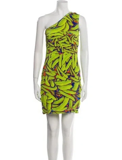 Pre-owned Bottega Veneta Printed Mini Dress In Green