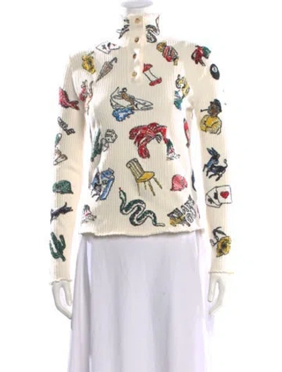 Pre-owned Bottega Veneta Printed Mock Neck Sweater In Neutral