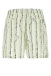 Bottega Veneta Green Shorts With All-over Divers Print In Polyamide Man In Green