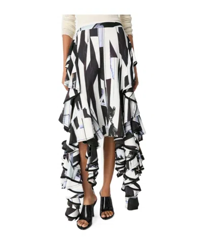 Bottega Veneta Printed Ruffle Skirt In Black