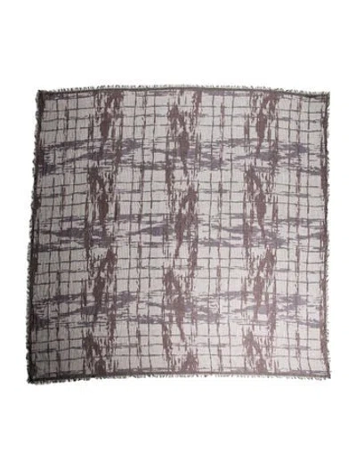 Pre-owned Bottega Veneta Printed Scarf In Gray