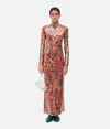 Bottega Veneta Printed Sequins Cotton Dress In Tulip/zest/black