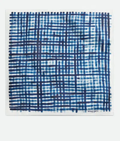 Bottega Veneta Printed Silk Check Foulard In Blue