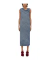 Bottega Veneta Printed Denim Viscose Dress In Gray