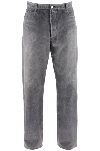 Bottega Veneta Straight-leg Printed Nubuck Trousers In Grey