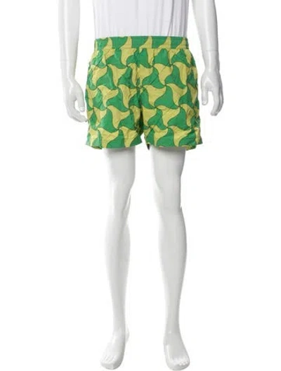 Pre-owned Bottega Veneta Printed Swim Trunks In Green