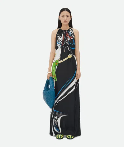 Bottega Veneta Printed Viscose Dress In Black