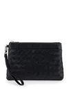 Bottega Veneta 'prism' Black Clutch With Intrecciato Motif In Leather Man In Multicolor