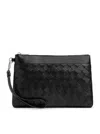 Bottega Veneta Prism Woven Pattern Clutch In Black