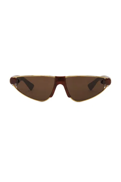 Bottega Veneta Prisma Hook Cat Eye Sunglasses In Havana & Brown