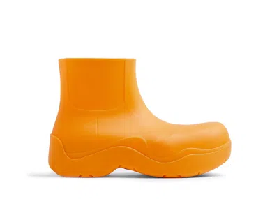 Pre-owned Bottega Veneta Puddle Ankle Boot Tangerine (women's) Sneakers In Orange