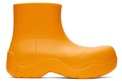 Pre-owned Bottega Veneta Puddle Ankle Boots Tangerine In Orange