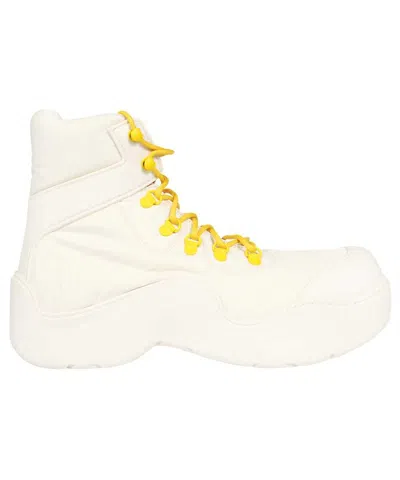 Bottega Veneta Puddle Bomber Lace-up Boots In White