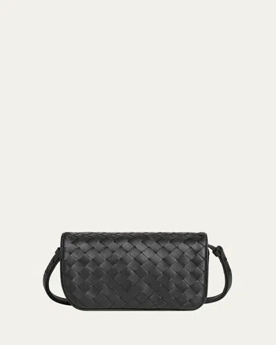 Bottega Veneta Puff Pouch Bag With Strap In Black Space