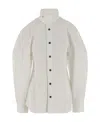 Bottega Veneta Puff-sleeve Button-up Shirt In White