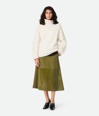 Bottega Veneta Suede Leather Midi Skirt Clothing In Green