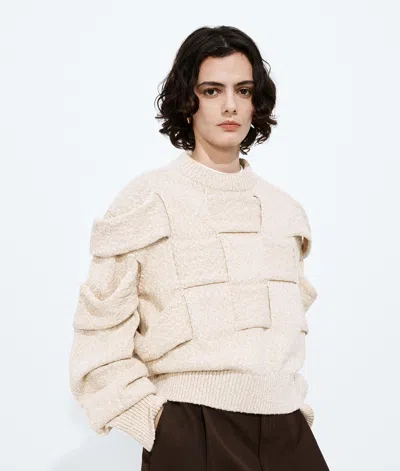 Bottega Veneta Cotton Intrecciato Sweater In Neutral