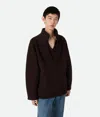 Bottega Veneta Chunky Compact Wool Blend V-neck Sweater In Black