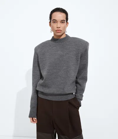 Bottega Veneta Wool Tailored Sweater In Gray