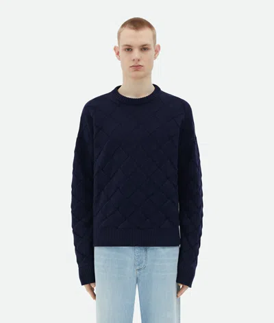 Bottega Veneta Intreccio Wool Jumper In Blue