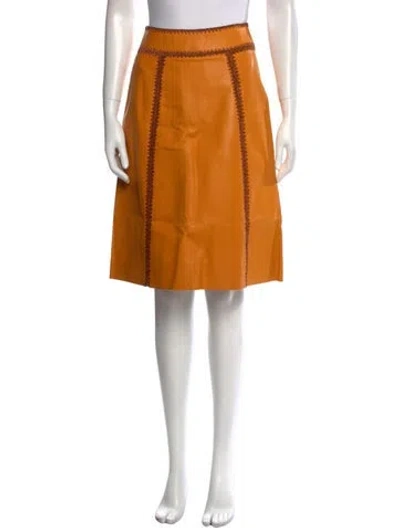 Pre-owned Bottega Veneta 'pumpkin' Knee-length Skirt In Orange