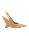 Bottega Veneta Punta 100 Metal-slingback Leather Wedges Pumps In Nude