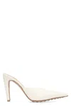 Bottega Veneta Punta Heeled Mules In White