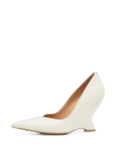 Pre-owned Bottega Veneta Punta Sculptural Wedge Pumps In Neutrals