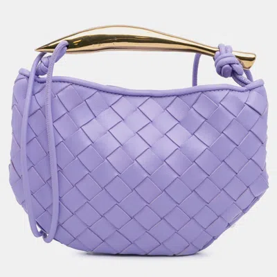 Pre-owned Bottega Veneta Purple Baby Lambskin Intrecciato Sardine Bag