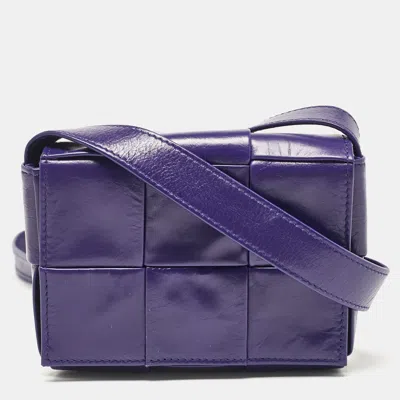 Pre-owned Bottega Veneta Purple Intrecciato Leather Mini Candy Cassette Crossbody Bag