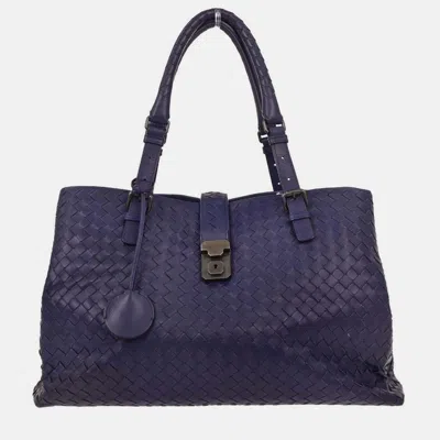 Pre-owned Bottega Veneta Purple Intrecciato Roma Tote Bag