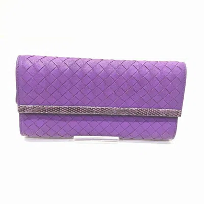 Pre-owned Bottega Veneta Purple Leather Long Wallet (bi-fold) ()