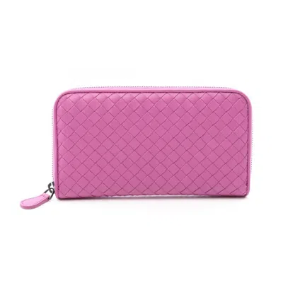 Pre-owned Bottega Veneta Purple Leather Long Wallet (bi-fold) ()