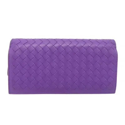 Pre-owned Bottega Veneta Purple Leather Long Wallet (bi-fold) ()