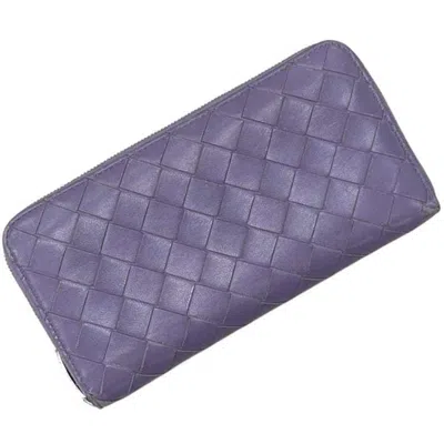 Pre-owned Bottega Veneta Purple Leather Long Wallet (bi-fold) ()