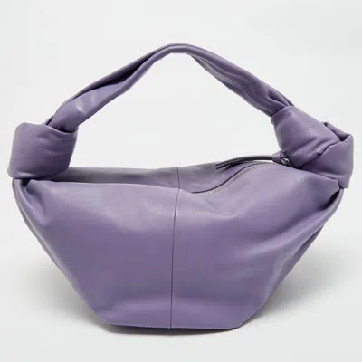 Pre-owned Bottega Veneta Purple Leather Mini Double Knot Clutch Bag